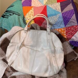 Chic White Leather Tote Bag